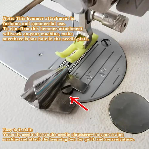 Rolled Hem Presser Foot Stainless Steel Multiple Curl Sizes