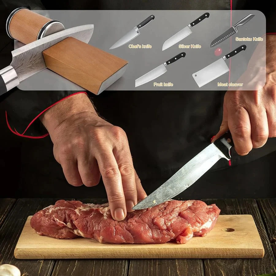 Rolling Knife Sharpener Magnetic 15°/20° Diamond Disc Compact