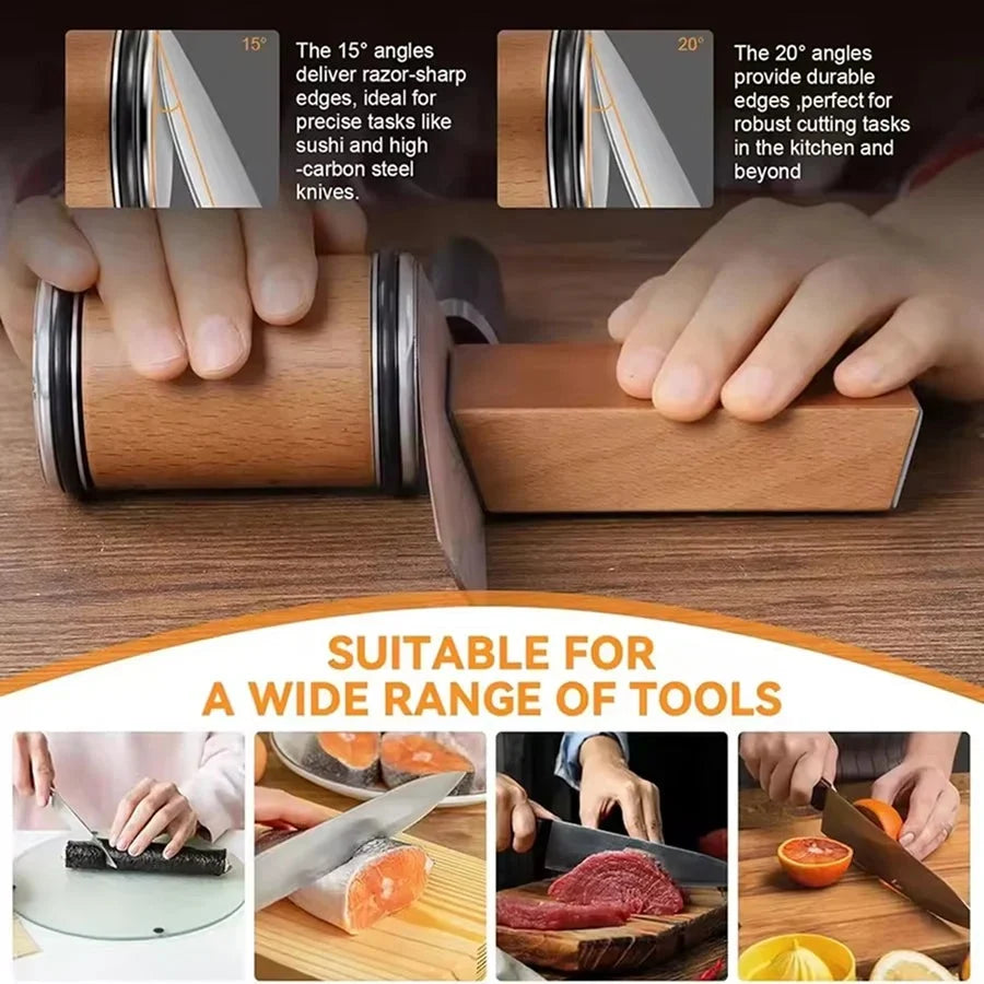 Rolling Knife Sharpener Magnetic 15°/20° Diamond Disc Compact