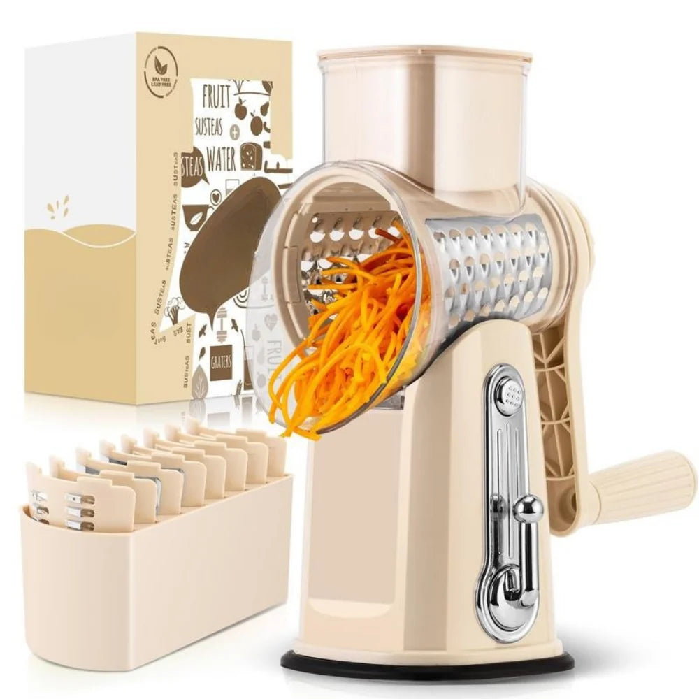 Rotary Grater Five Interchangeable Blades Suction Cup