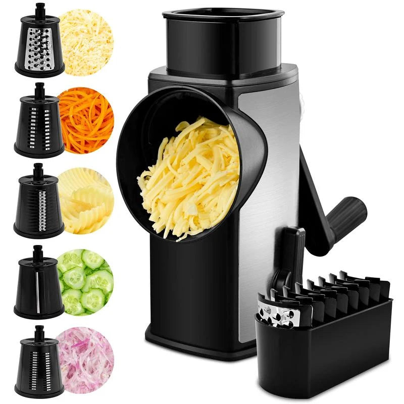 Rotary Grater Five Interchangeable Blades Suction Cup