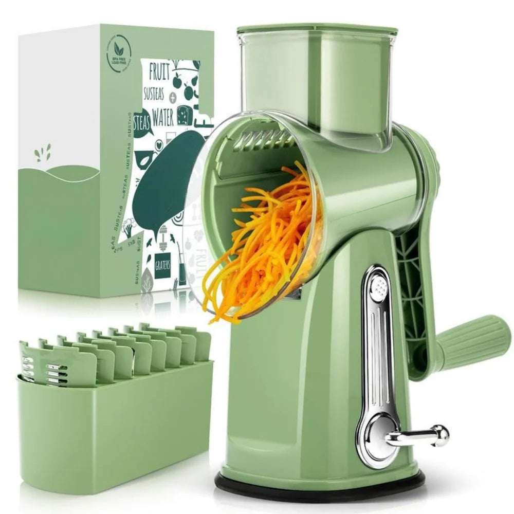 Rotary Grater Five Interchangeable Blades Suction Cup