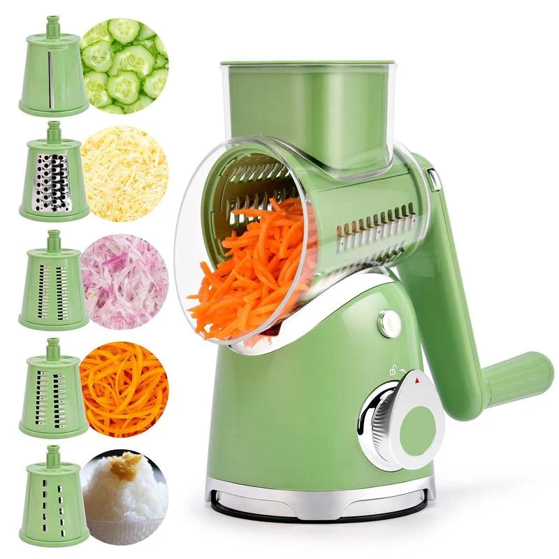 Rotary Grater Five Interchangeable Blades Suction Cup