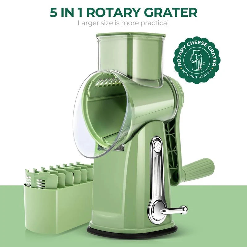 Rotary Grater Five Interchangeable Blades Suction Cup
