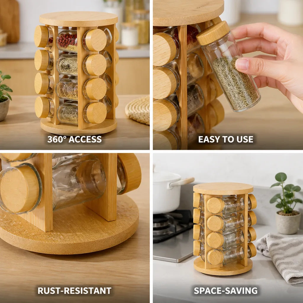 Rotating Spice Rack Stainless Steel 360 Degree Rotation