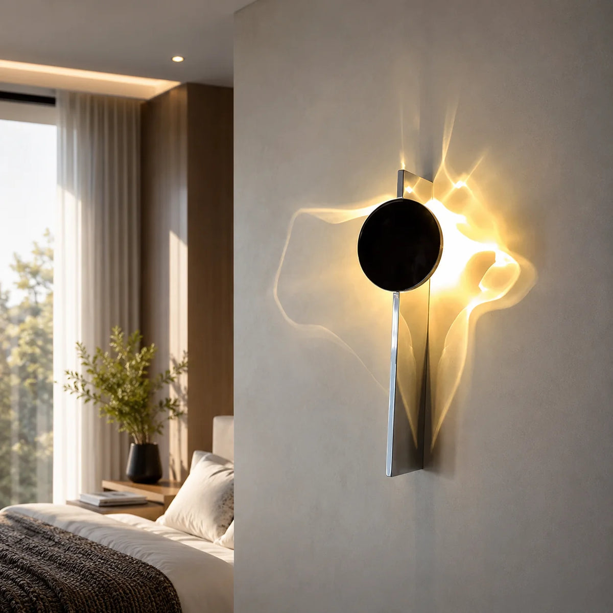 Rotating Wall Lamp Ripple Effect Integrated LED Polished Chrome