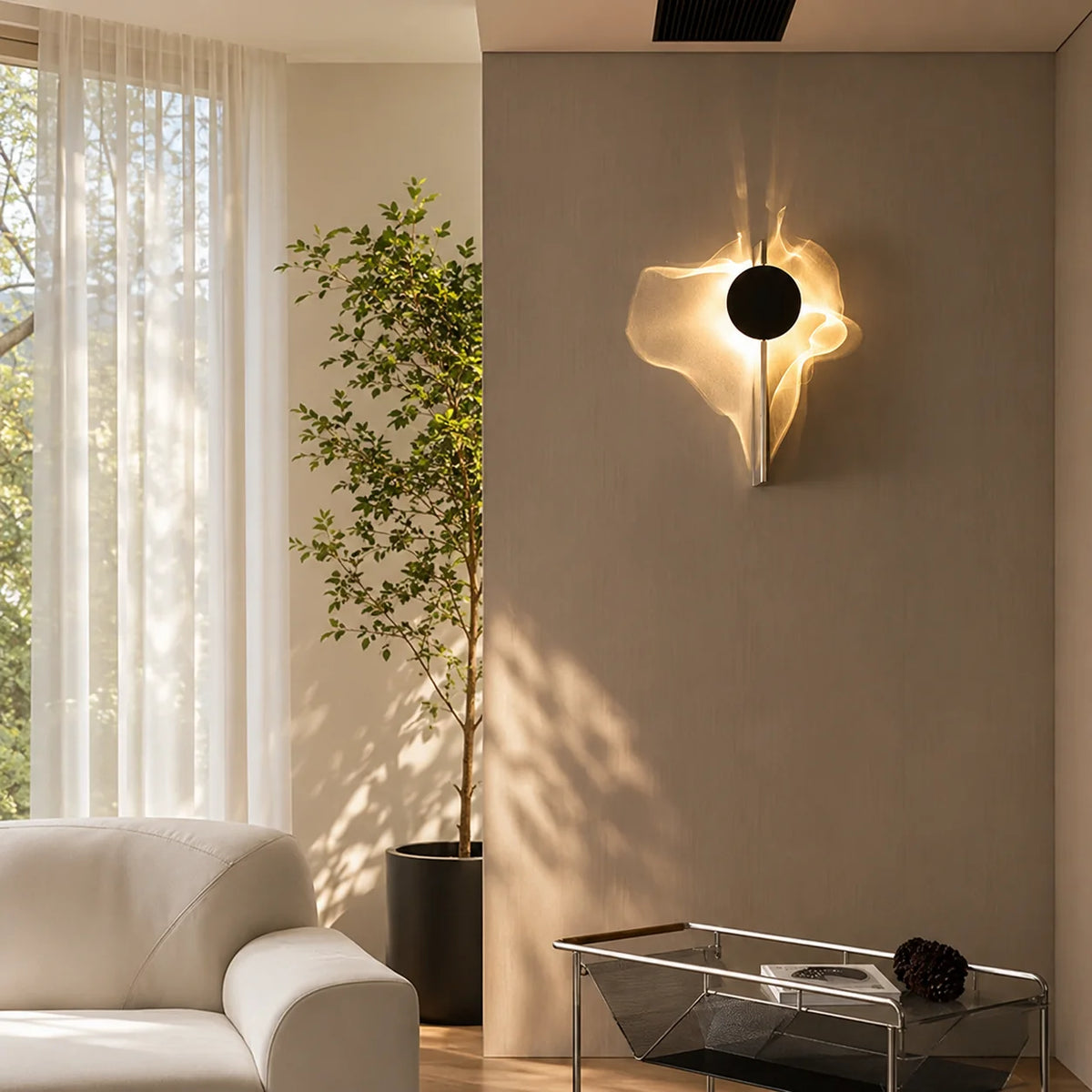 Rotating Wall Lamp Ripple Effect Integrated LED Polished Chrome