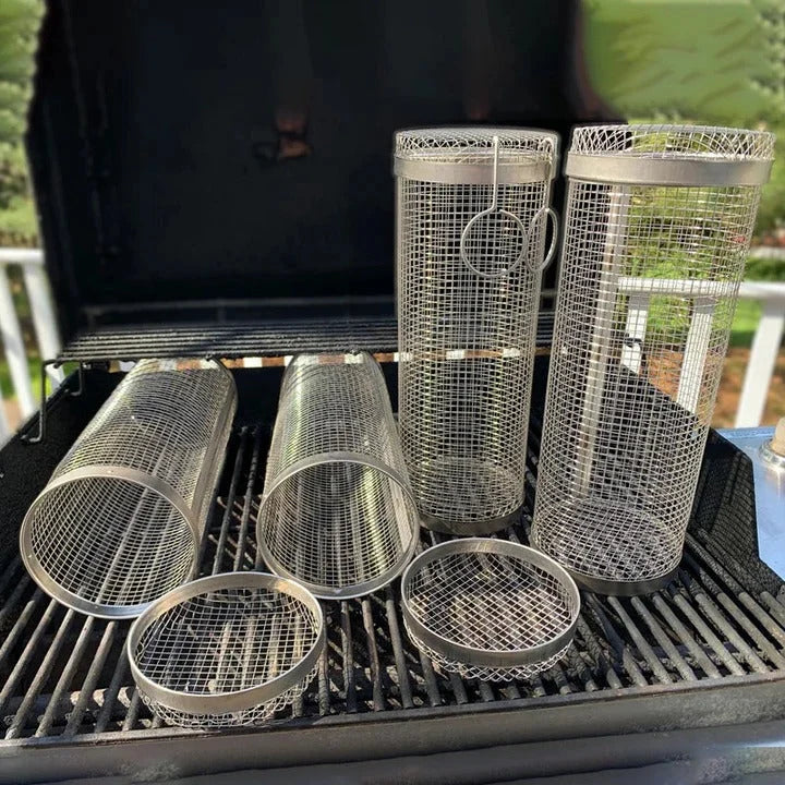 Rotisserie Grill Basket Stainless Steel 360° Rotation