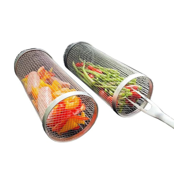 Rotisserie Grill Basket Stainless Steel 360° Rotation