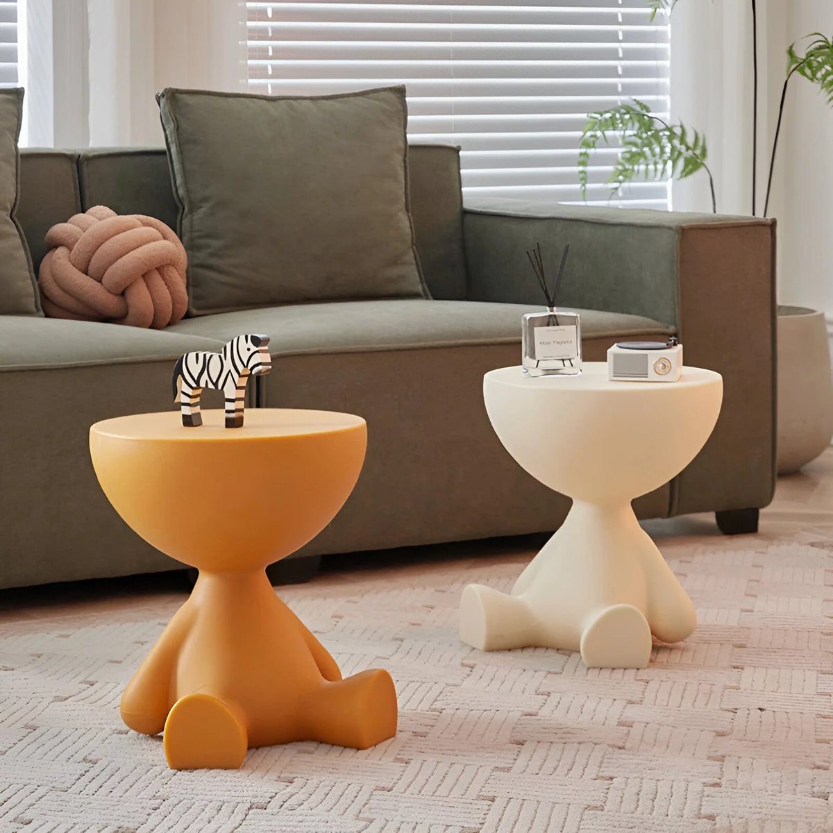 Round Side Table Compact Plastic No Assembly