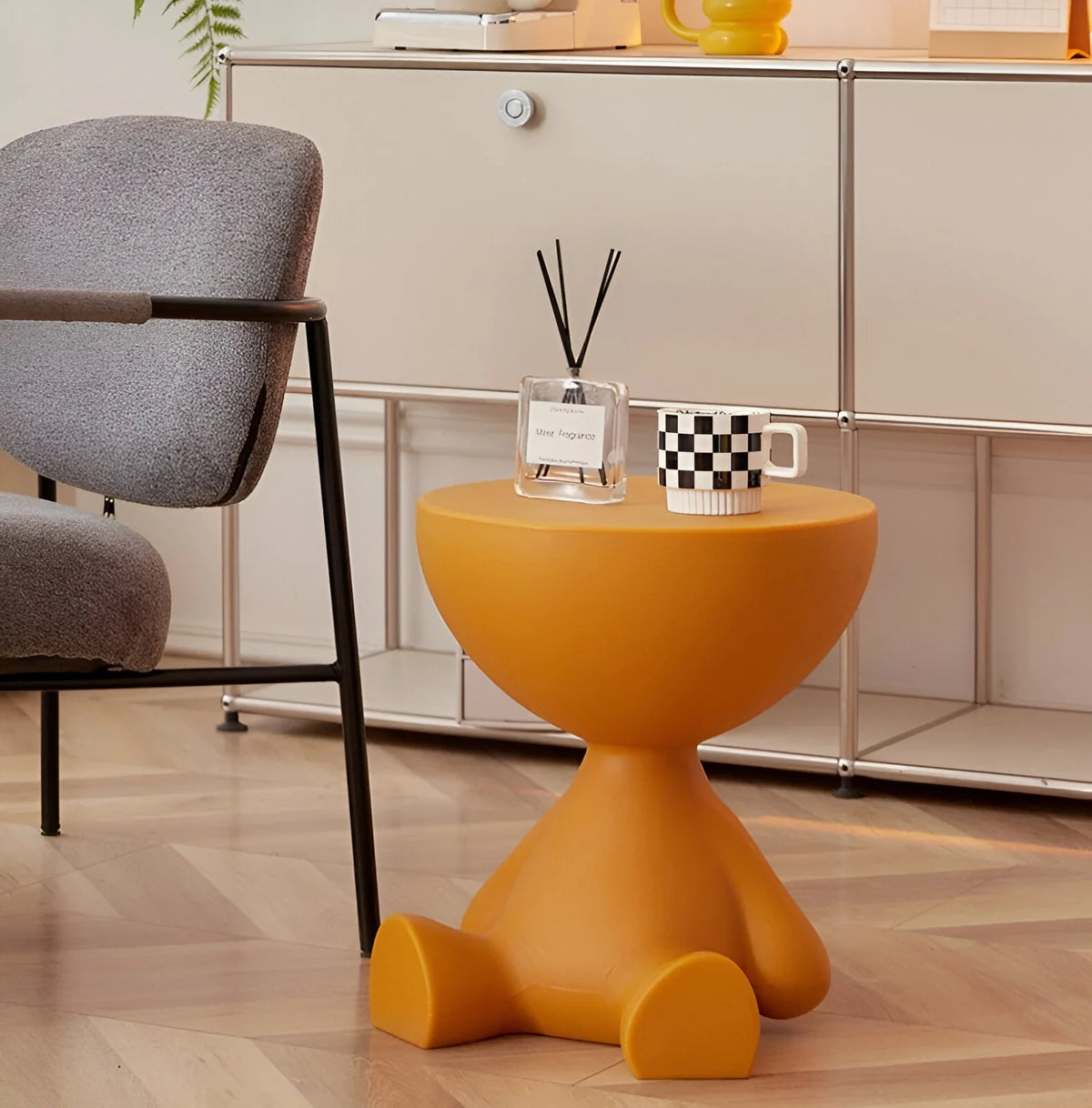 Round Side Table Compact Plastic No Assembly