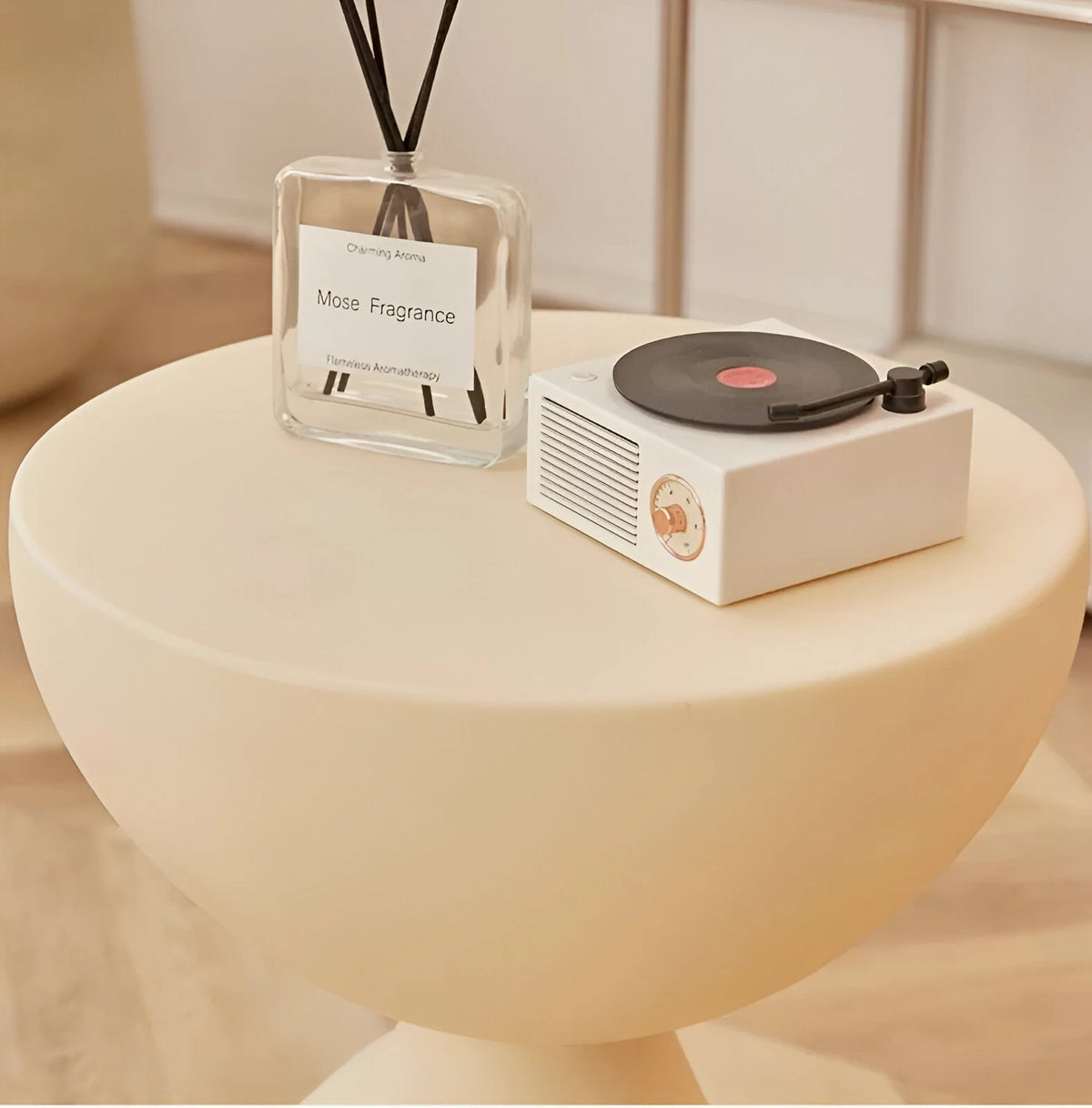 Round Side Table Compact Plastic No Assembly