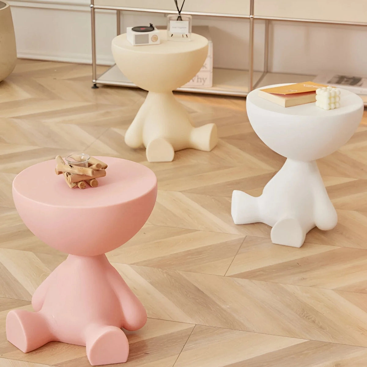Round Side Table Compact Plastic No Assembly