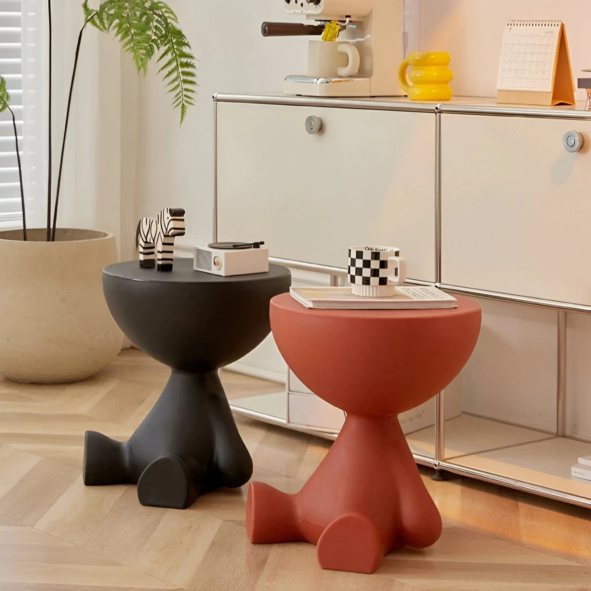 Round Side Table Compact Plastic No Assembly