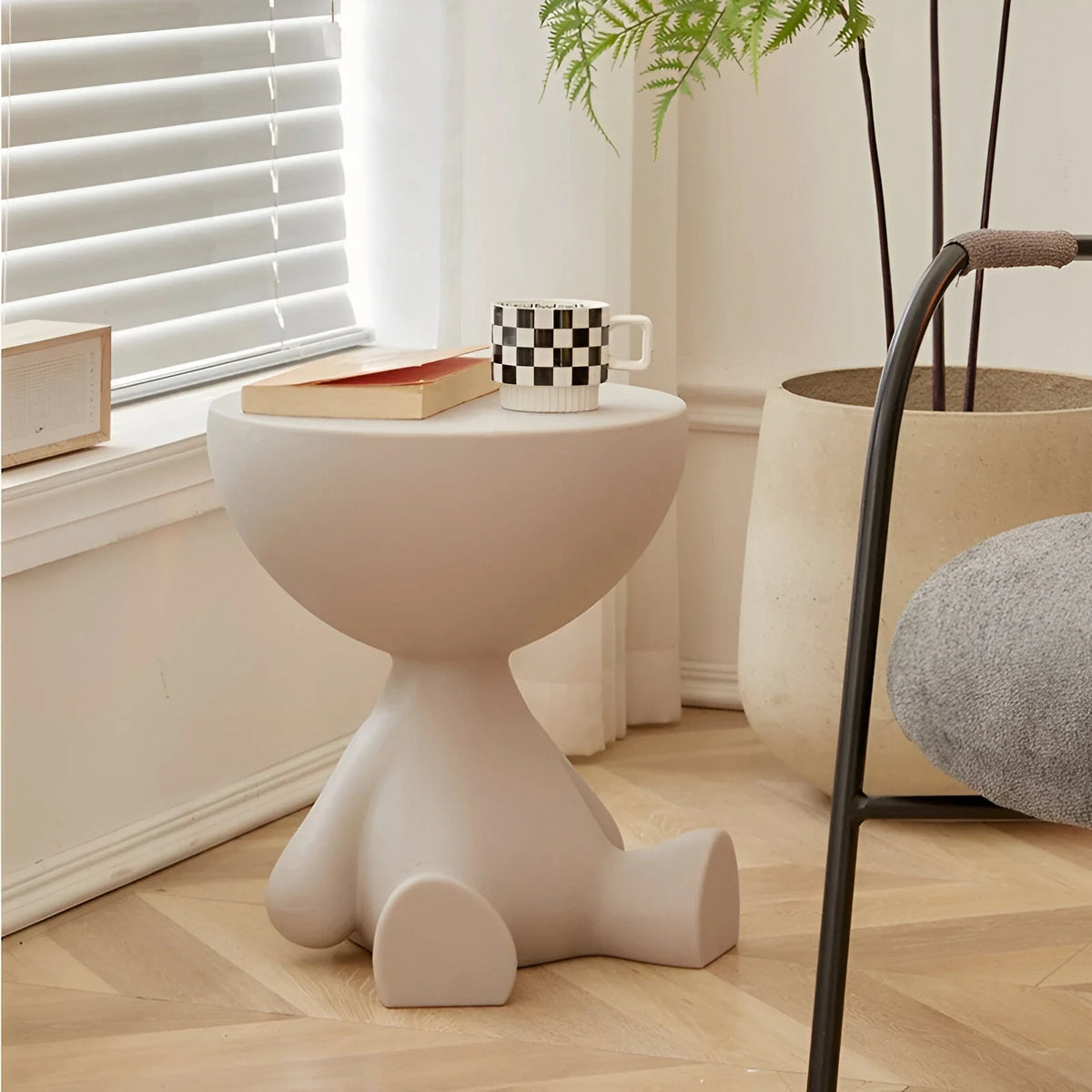 Round Side Table Compact Plastic No Assembly