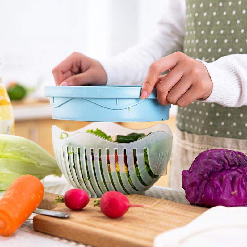 Salad Cutter Bowl Guided Slot System & Safety Cover