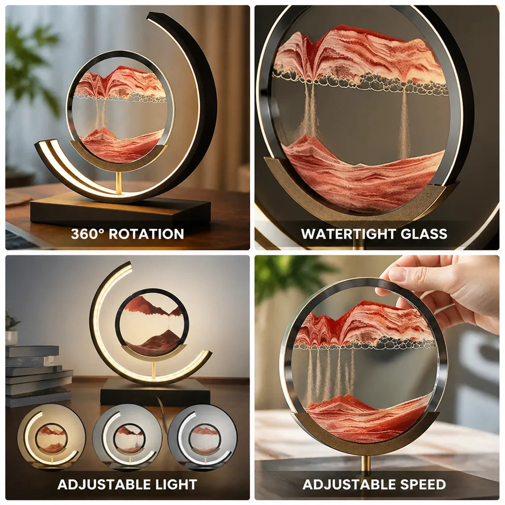 Sand Art Display Watertight Glass Adjustable Light & Speed
