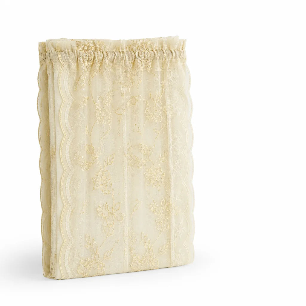 Sheer Curtain Panel Floral Lace Microfiber Light Filtering