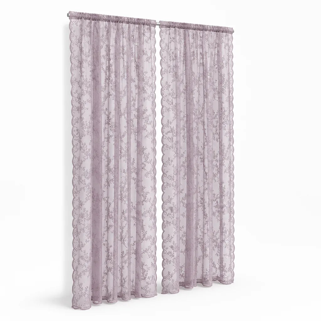 Sheer Curtain Panel Floral Lace Microfiber Light Filtering