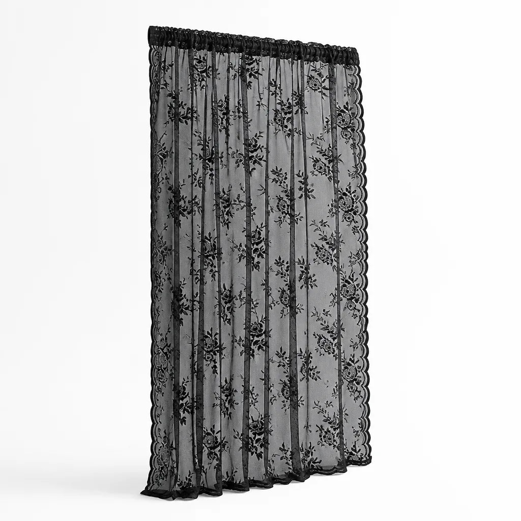Sheer Curtain Panel Floral Lace Microfiber Light Filtering
