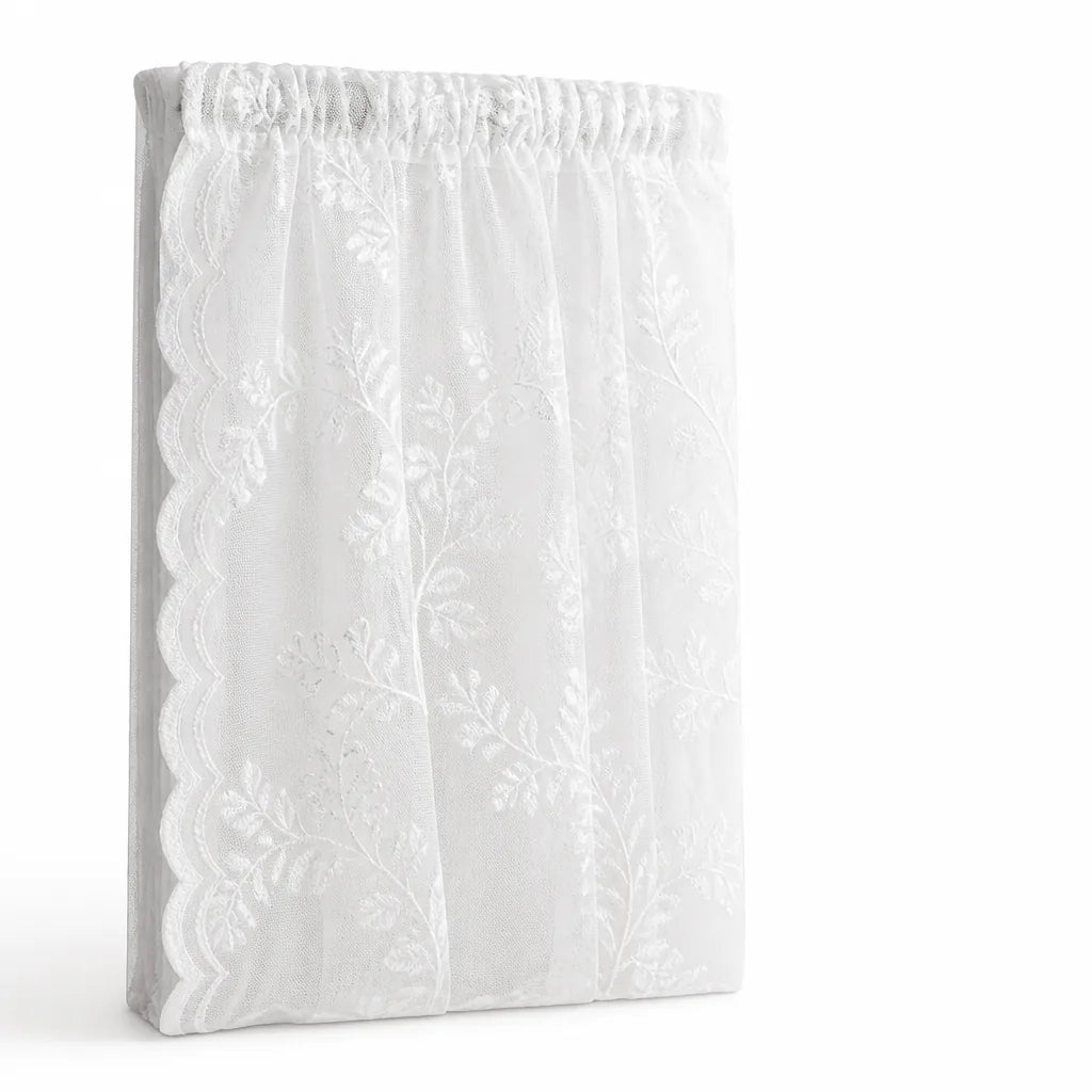 Sheer Curtain Panel Floral Lace Microfiber Light Filtering