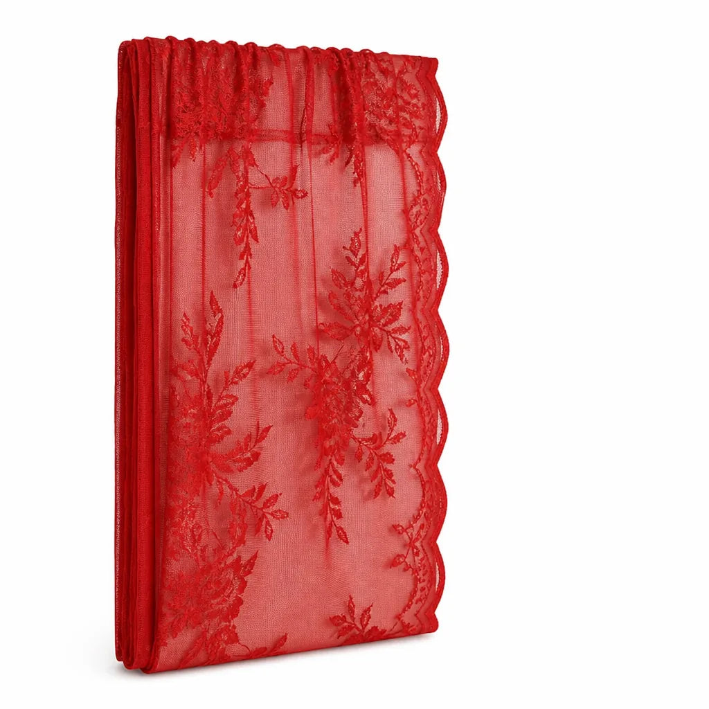 Sheer Curtain Panel Floral Lace Microfiber Light Filtering