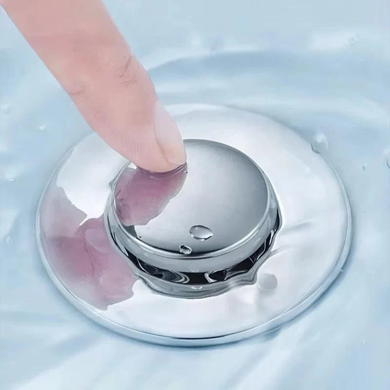 Sink Drain Stopper Press-To-Seal Hair Catcher
