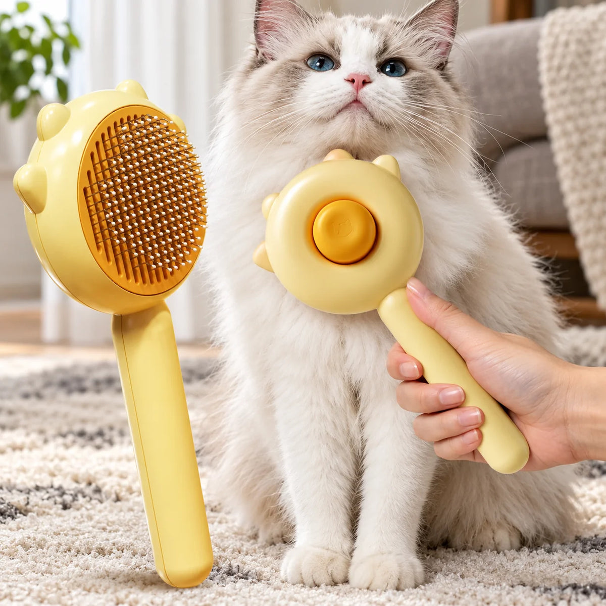Slicker Brush Self-Cleaning Stainless Steel Pins & Soft Grip