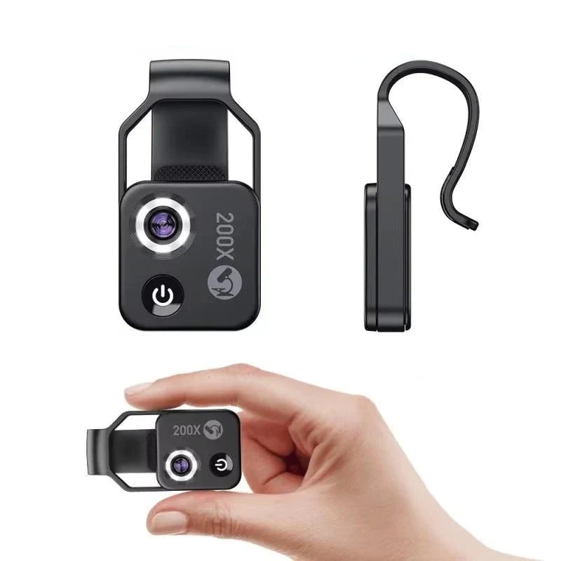 Smartphone Microscope Lens 200X Magnification Optical Glass Clip-On