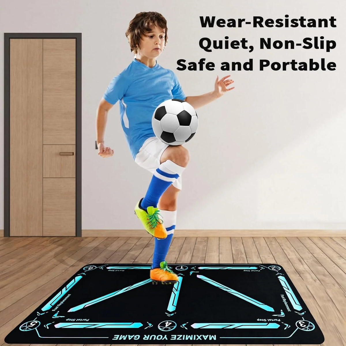 Soccer Training Mat Numbered Step Grid 18-Inch Elastic Cord