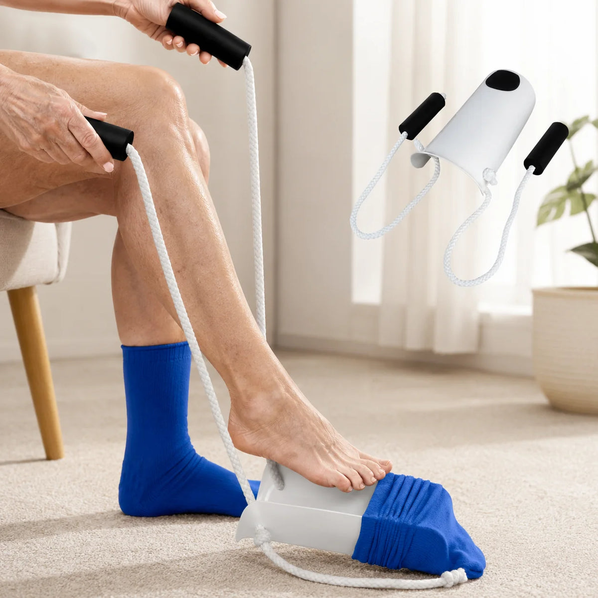 Sock Aid No-Bend Wide Frame Foam-Padded Grip