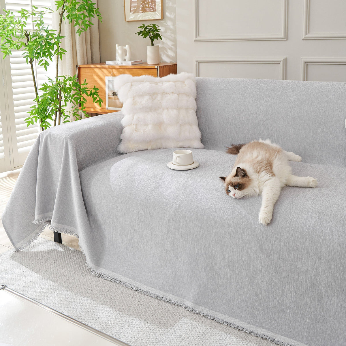 Sofa Cover Draped Universal Fit Woven Blend