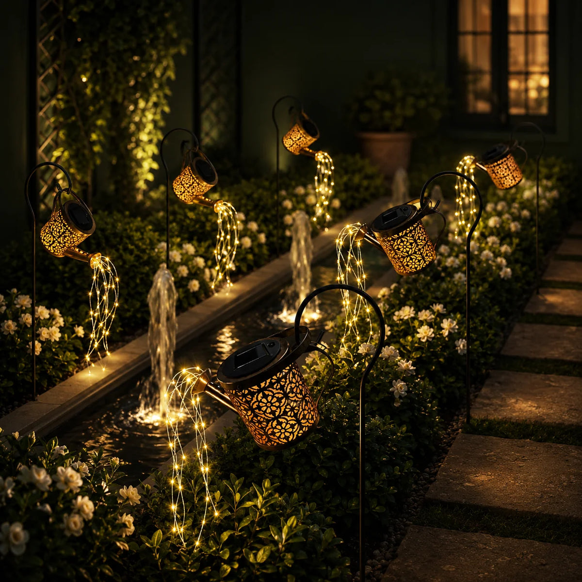 Solar Garden Lamp Starlight Projection Warm White LED