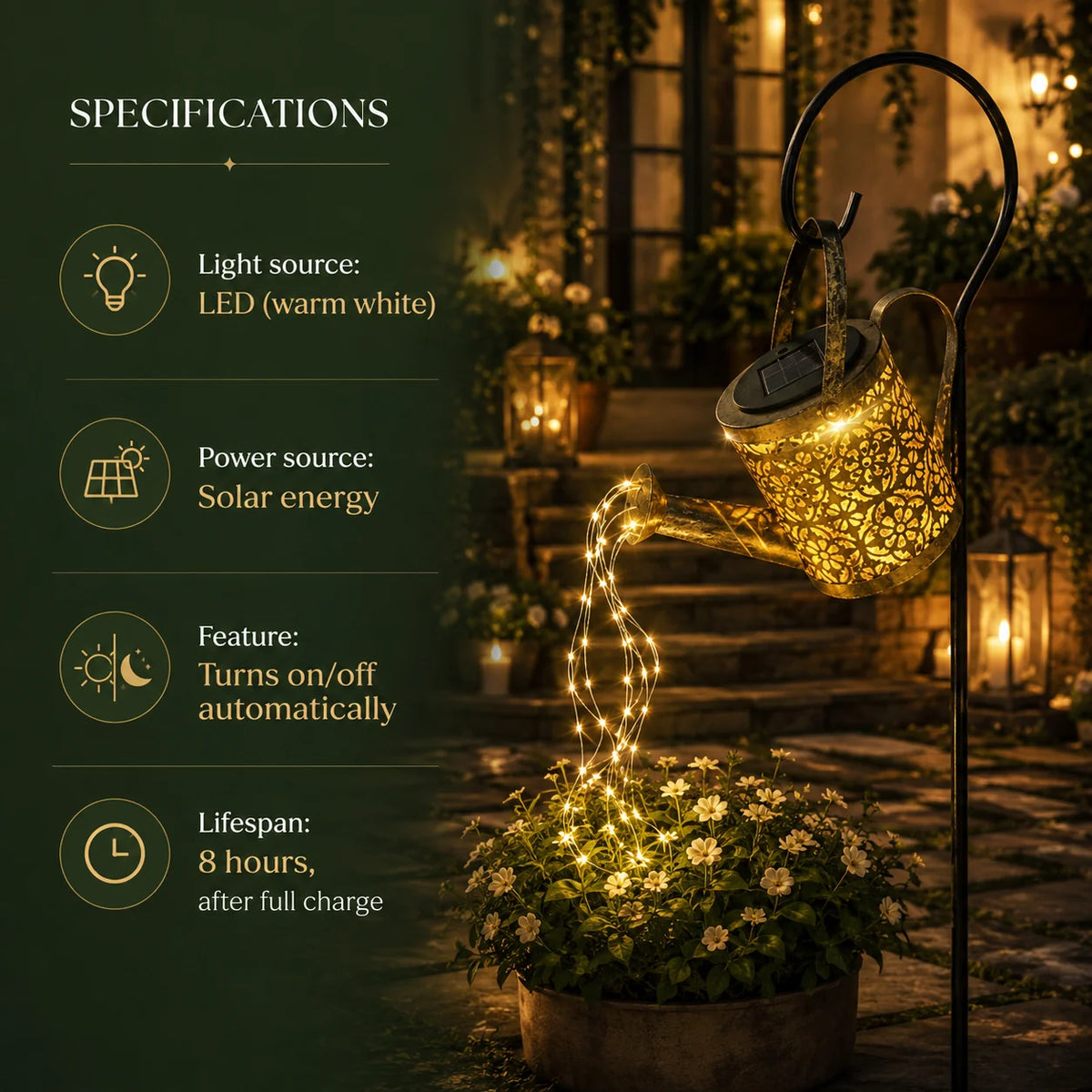 Solar Garden Lamp Starlight Projection Warm White LED