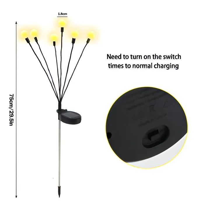 Solar Garden Lights Firefly Flicker & Flexible Stakes