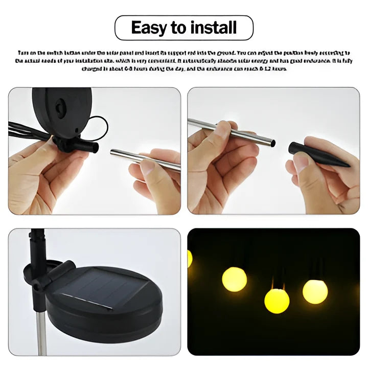Solar Garden Lights Firefly Flicker & Flexible Stakes