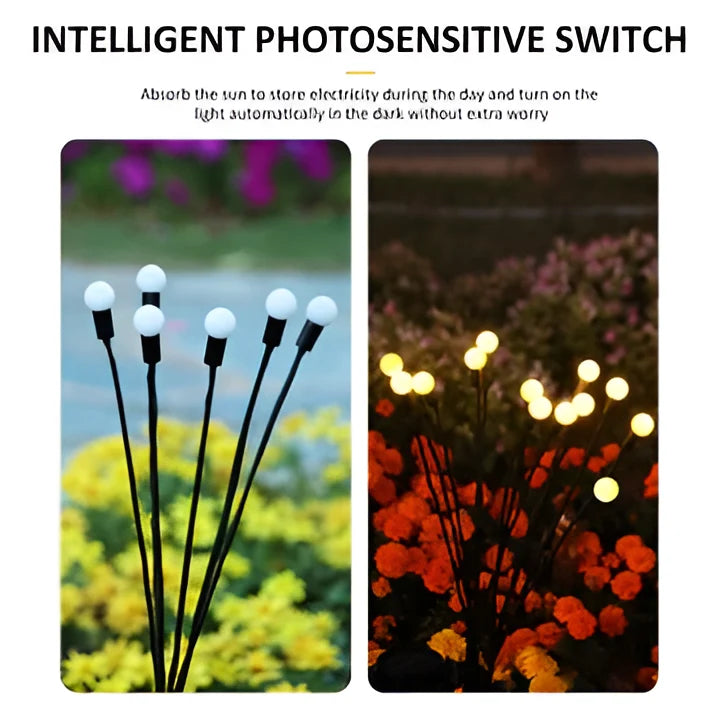 Solar Garden Lights Firefly Flicker & Flexible Stakes