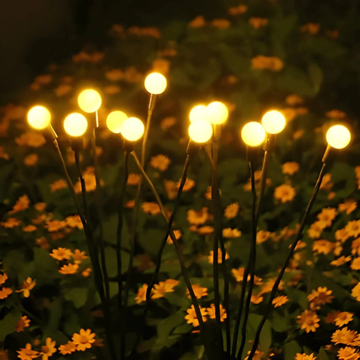 Solar Garden Lights Firefly Warm Glow Automatic Dusk Sensor