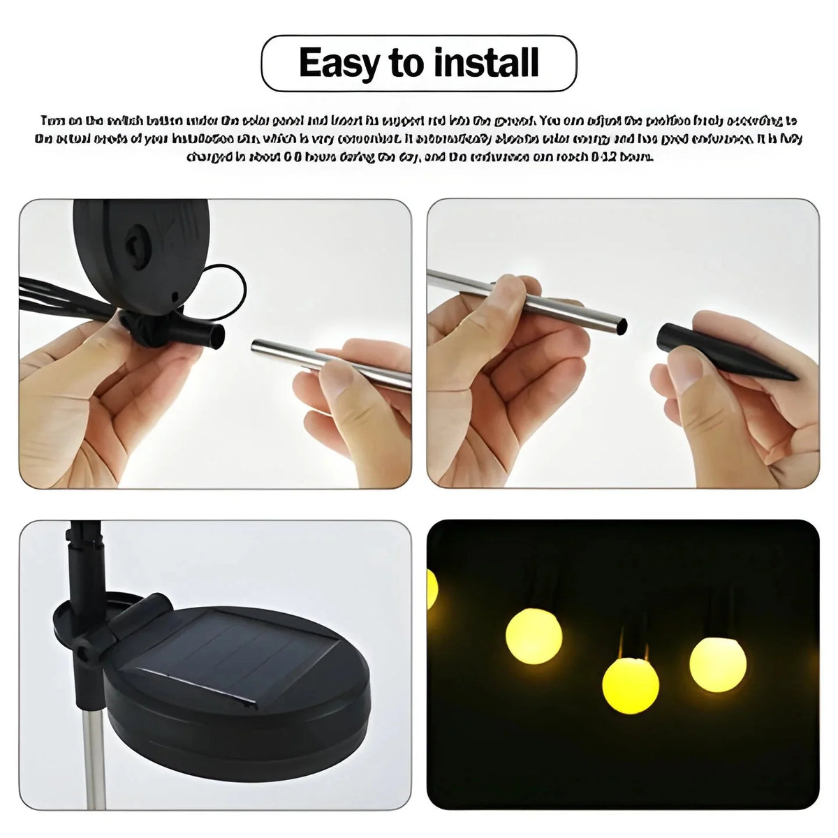 Solar Garden Lights Firefly Warm Glow Automatic Dusk Sensor