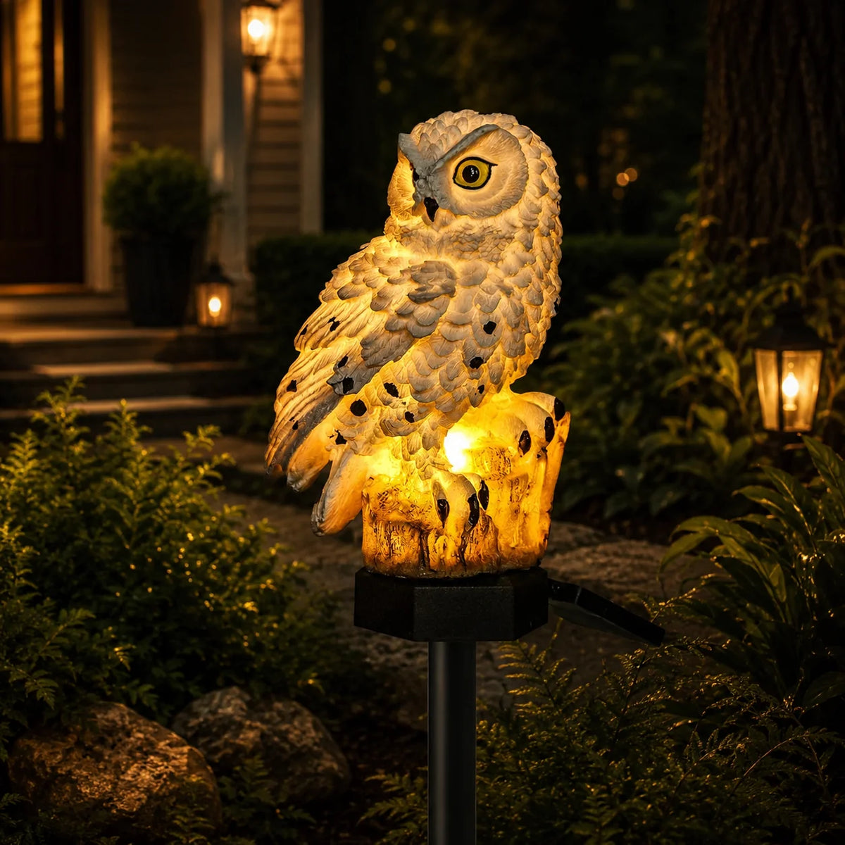 Solar Garden Stake Light Owl-Shaped Warm White & Weather-Resistant