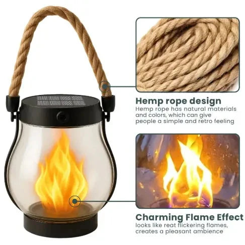 Solar Lantern Flickering Flame Automatic Dusk Sensor 12-Hour Runtime