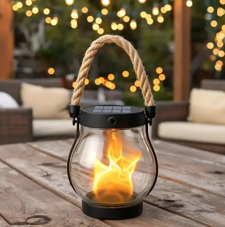 Solar Lantern Flickering Flame Automatic Dusk Sensor 12-Hour Runtime