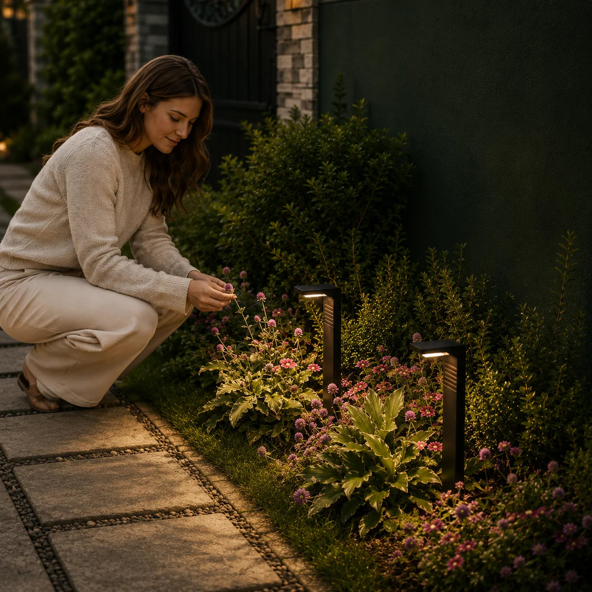 Solar Outdoor Lamp Freestanding Dusk-To-Dawn