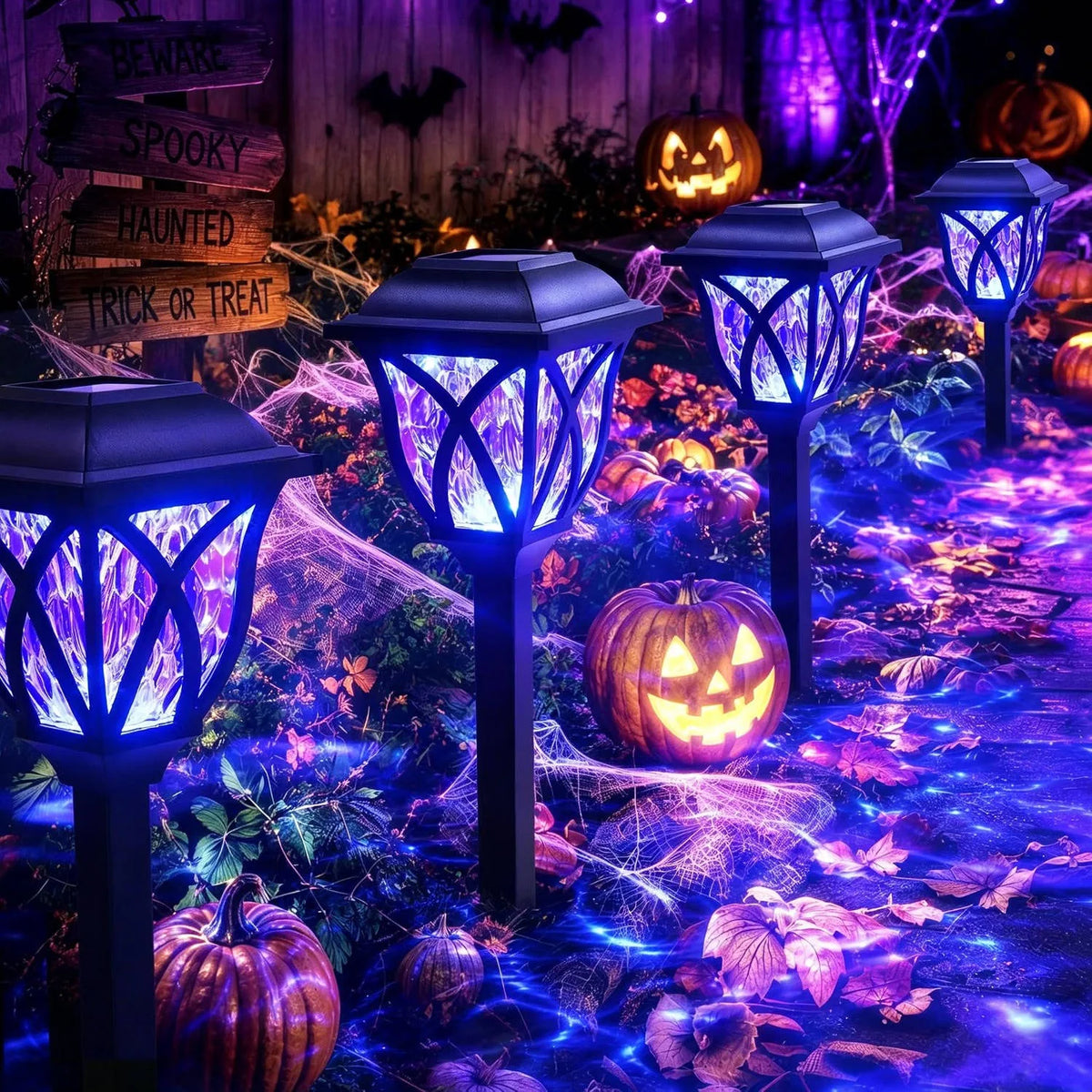 Solar Pathway Lights Purple Ripple Lens Dusk To Dawn