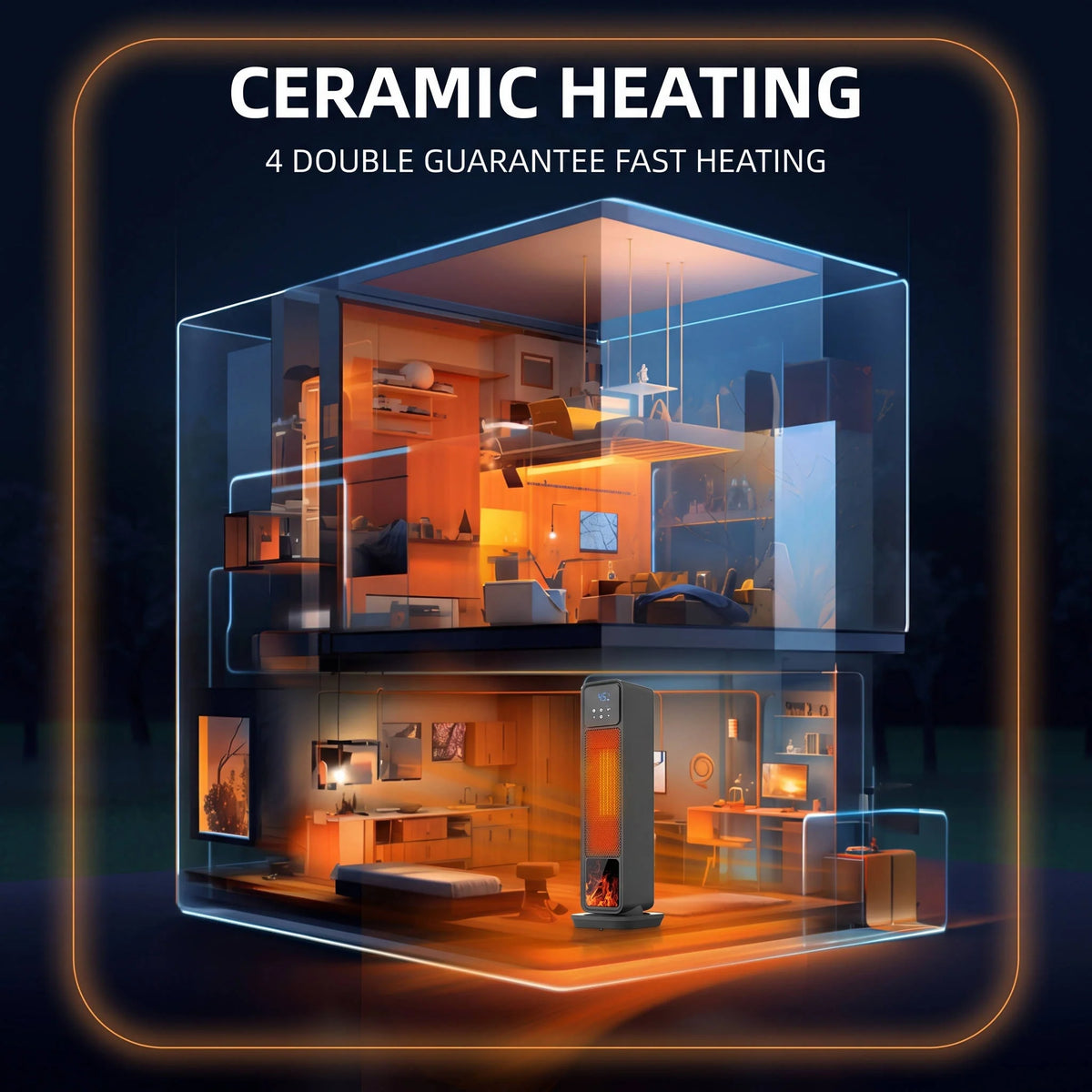 Space Heater Oscillating Ceramic Remote & Touch Controls