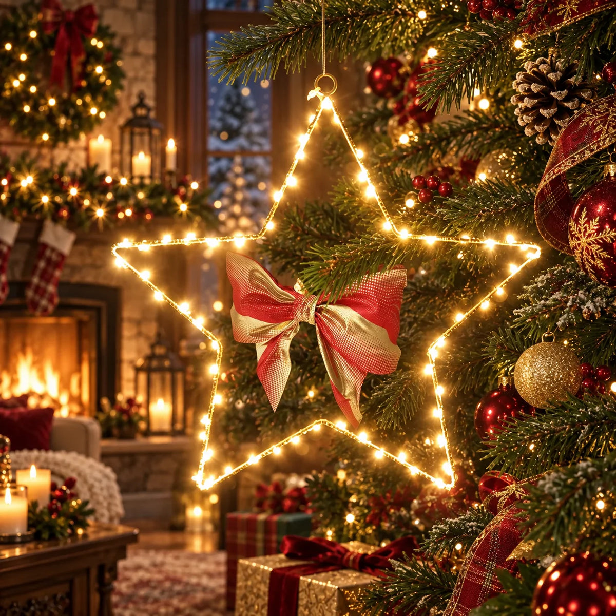 Star Wall Lights Battery-Operated Warm White LED Timer