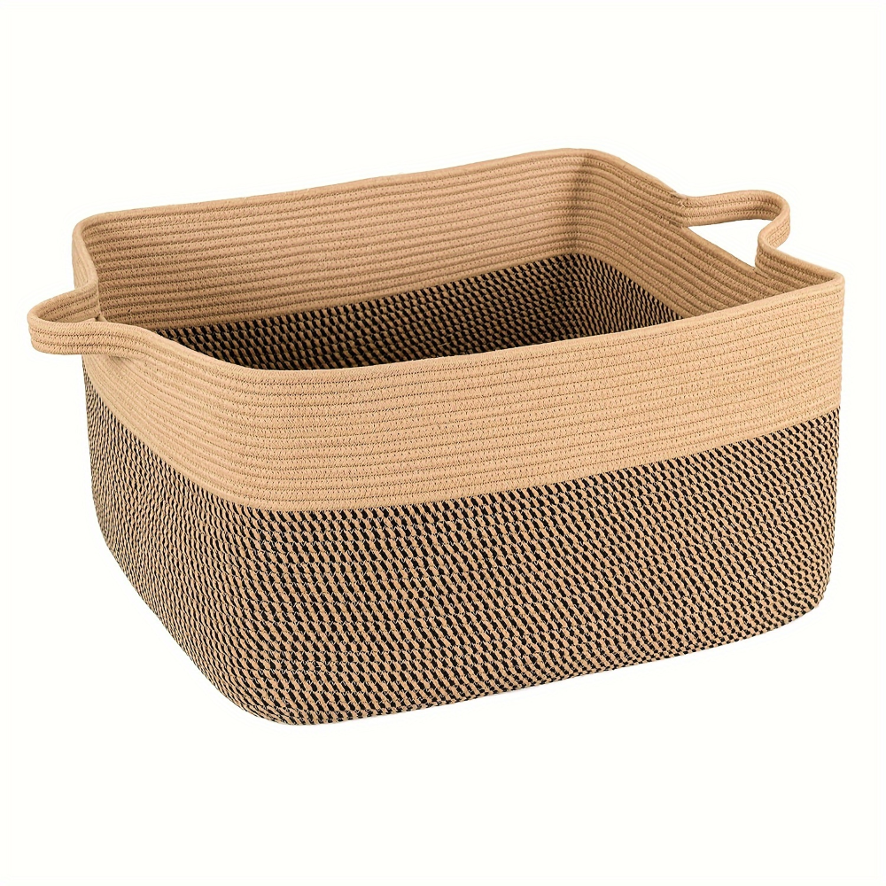 Storage Basket 45L Woven Cotton Rope Reinforced Handles