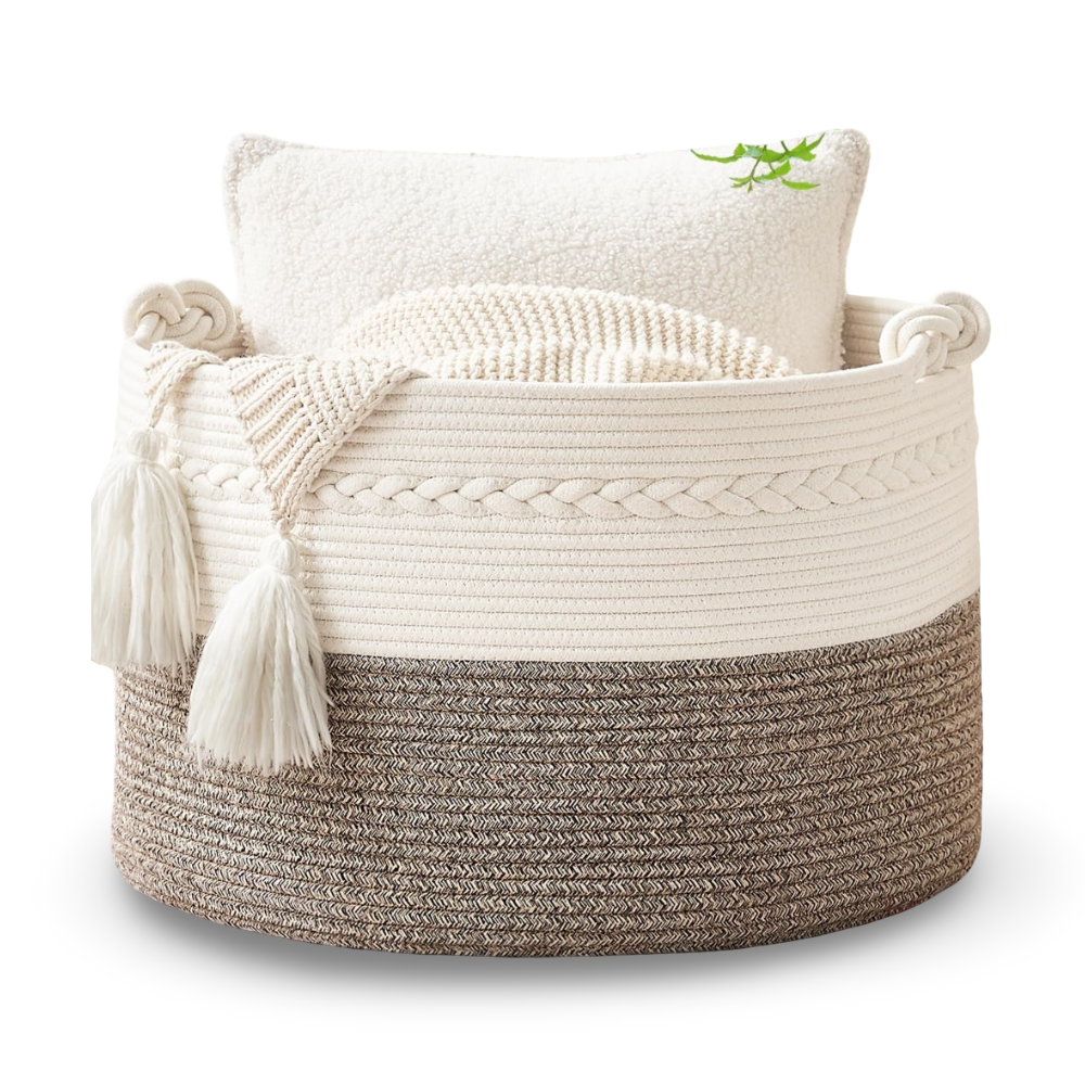 Storage Basket Braided Cotton Rope Extra Large Machine Washable