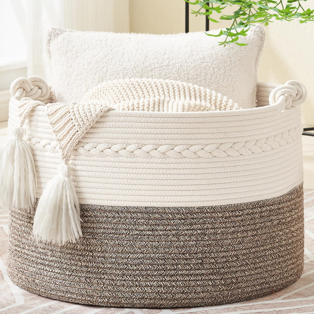 Storage Basket Braided Cotton Rope Extra Large Machine Washable