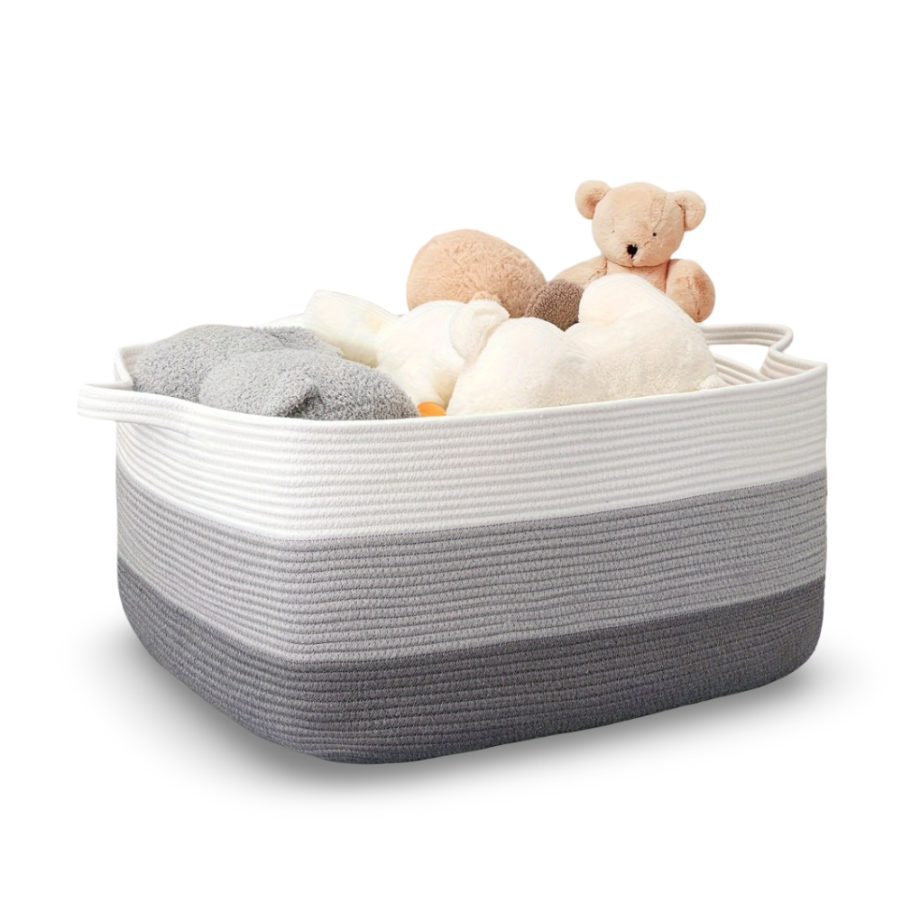 Storage Basket Woven Cotton Rope Machine-Washable 45L